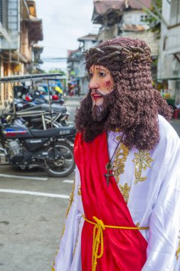Boac, Filipinler - 30 Mart: Katılımcı Boac Marinduque adası Filipinler Moriones Festivali. Anualy kutsal hafta düzenlenen Moriones Festivali 