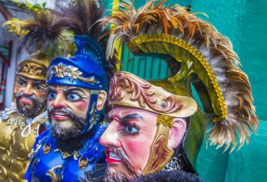 Boac, Filipinler - 30 Mart: Katılımcılar Boac Marinduque Moriones Festivali Türkiye ada. Anualy kutsal hafta düzenlenen Moriones Festivali 