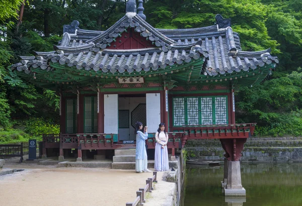 Seoul Maj Koreanska Kvinnor Bär Hanbok Klänning Seoul Korea Maj — Stockfoto