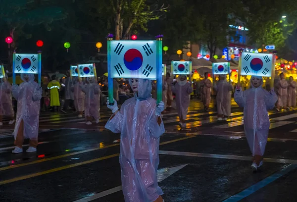 Seoul Mai Teilnehmer Einer Parade Während Des Lotoslaternenfestes Seoul Korea — Stockfoto