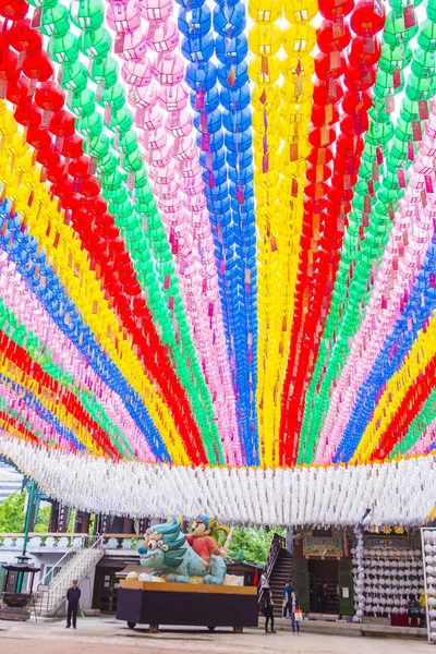 Seúl Mayo Colorida Decoración Linternas Templo Jogyesa Durante Festival Linternas — Foto de Stock