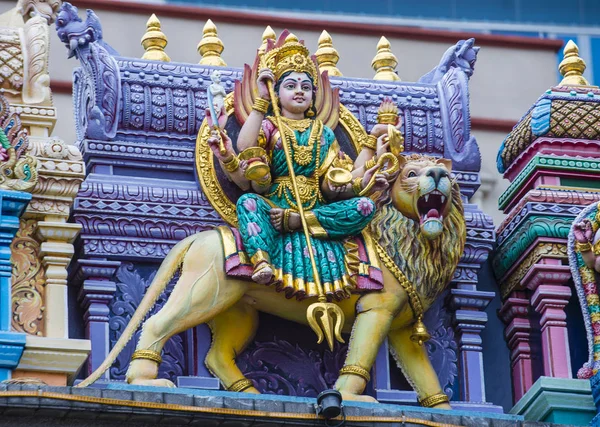 Σιγκαπούρη Φεβ Αγάλματα Στο Ναό Σρι Veeramakaliamman Στη Μικρή Ινδία — Φωτογραφία Αρχείου