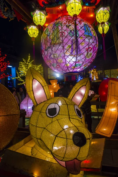 Taipei Feb Decorazioni Cinesi Capodanno Nel Tempio Longshan Taipei Taiwan — Foto Stock