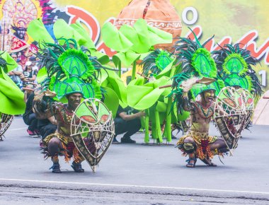 Iloilo, Filipinler - 28 Ocak: Dinagyang Festivali 28 Ocak 2018 üzerinde Iloilo Filipinler katılımcılar. Santo Nino onur dini ve kültürel festival Dinagyang olduğunu