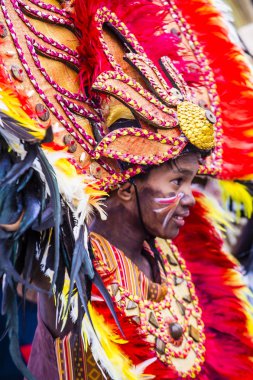 Iloilo, Filipinler - 28 Ocak: Dinagyang Festivali 28 Ocak 2018 üzerinde Iloilo Filipinler katılımcılar. Santo Nino onur dini ve kültürel festival Dinagyang olduğunu