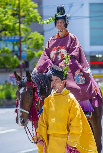 5月15日 参加者在祭在日本京都 在2018年5月15日 Mastsuri 是日本京都举行的三个主要年度节日之一 — 图库照片