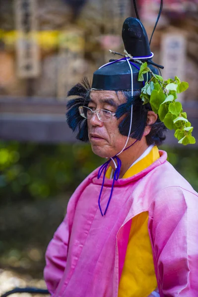 Kyoto Maggio Partecipante Aoi Matsuri Kyoto Giappone Maggio 2018 Aoi — Foto Stock