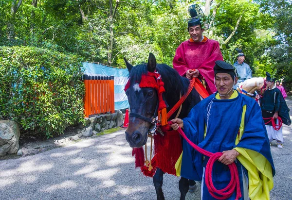 Kyoto Maggio Partecipanti Aoi Matsuri Kyoto Giappone Maggio 2018 Aoi — Foto Stock