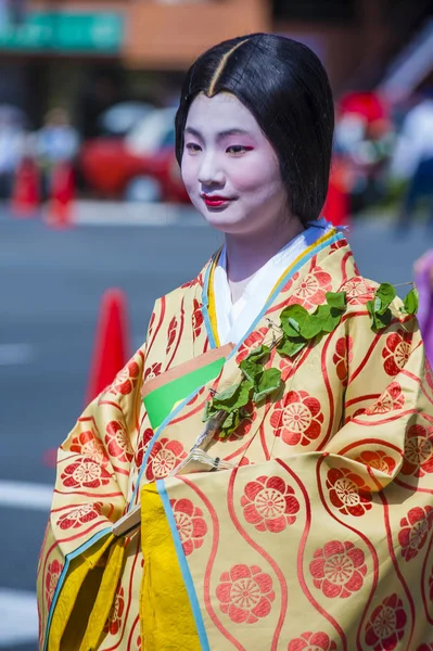 Kyoto Maio Participante Aoi Matsuri Kyoto Japão Maio 2018 Aoi — Fotografia de Stock