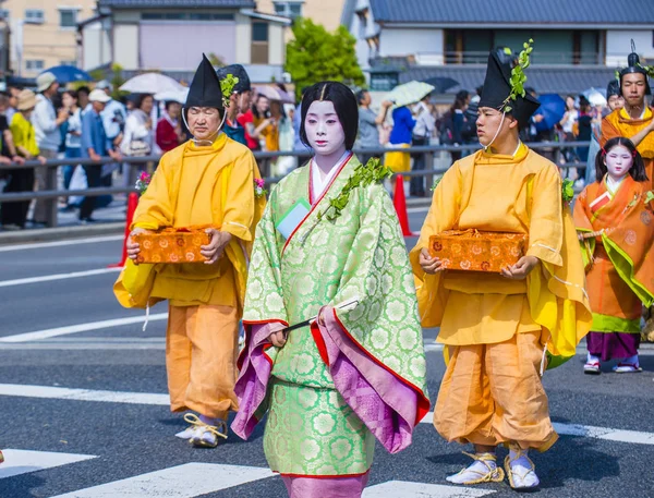 Кёто Мая Участники Аой Мацури Киото Япония Мая 2018 Года — стоковое фото