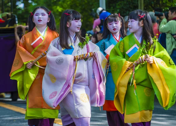 Kyoto Mei Deelnemers Aoi Matsuri Kyoto Japan Mei 2018 Aoi — Stockfoto