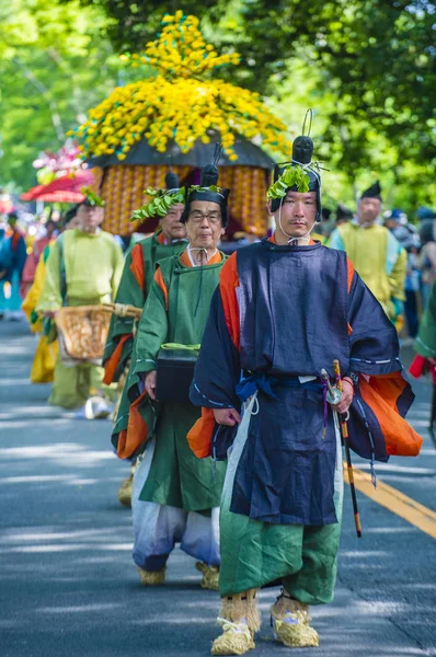 5月15日 参加者在祭在日本京都 在2018年5月15日 Mastsuri 是日本京都举行的三个主要年度节日之一 — 图库照片