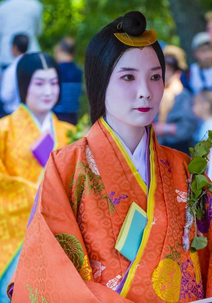 Kyoto Maj Deltagarna Aoi Matsuri Kyoto Japan Maj 2018 Aoi — Stockfoto