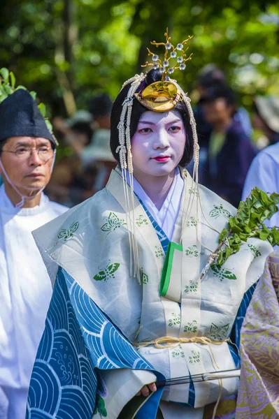 Kyoto Maj Deltagarna Aoi Matsuri Kyoto Japan Maj 2018 Aoi — Stockfoto