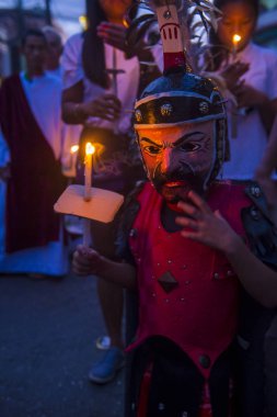 Gasan, Filipinler - 30 Mart: Katılımcılar Gasan, Marinduque adası, Filipinler bir Good Friday geçit üzerinde 30 Mart 2018