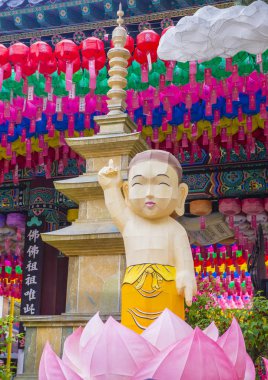 SEOUL - MAY 11 : Colorful lantern decoration at Jogyesa Temple during the Lotus Lantern Festival in Seoul Korea on May 11 2018. The festival is a celebration of the birth of Buddha clipart