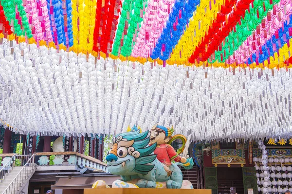 Seúl Mayo Colorida Decoración Linternas Templo Jogyesa Durante Festival Linternas — Foto de Stock