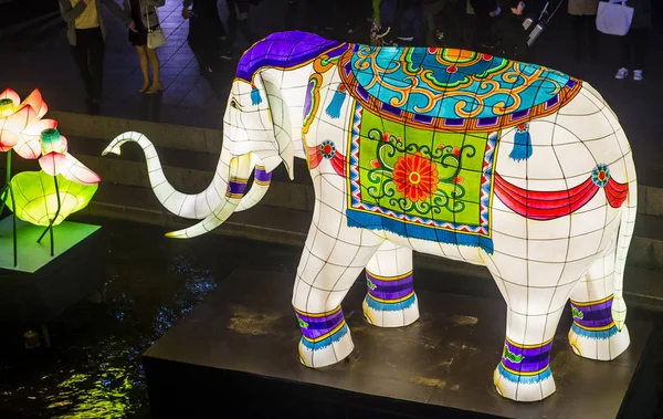 Seoul Mei Kleurrijke Lantaarn Decoratie Cheonggyecheon Stroom Tijdens Het Festival — Stockfoto