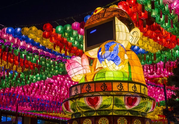 Seúl Mayo Colorida Decoración Linternas Templo Jogyesa Durante Festival Linternas — Foto de Stock