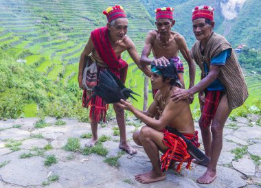 Banaue, Filipinler - Mayıs 02: Banaue 02 Mayıs 2018 Filipinler azınlıkta Ifugao insanlardan. Kuzey Filipinler dağların çoğunlukla canlı Ifugao azınlık