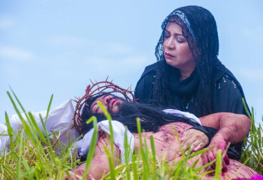 Boac, Filipinler - 30 Mart: Katılımcılar Boac Marinduque Moriones Festivali Türkiye ada. Anualy kutsal hafta düzenlenen Moriones Festivali 