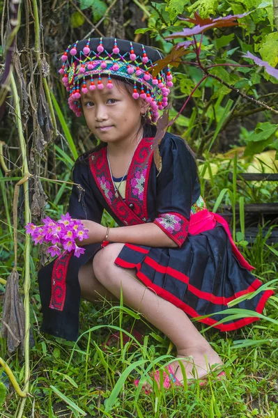 Bam Ouan Laos Août Fille Minorité Hmong Dans Village Bam — Photo