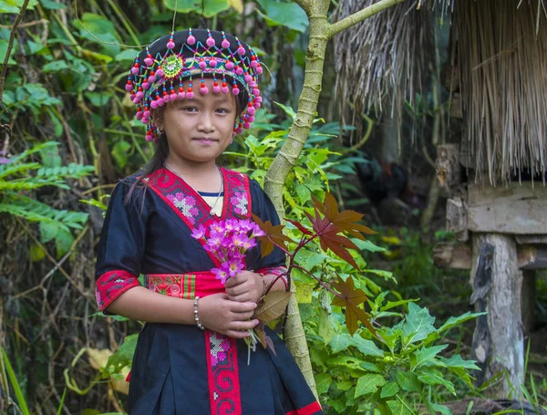 Bam Ouan Laos August Mädchen Aus Der Hmong Minderheit Bam — Stockfoto