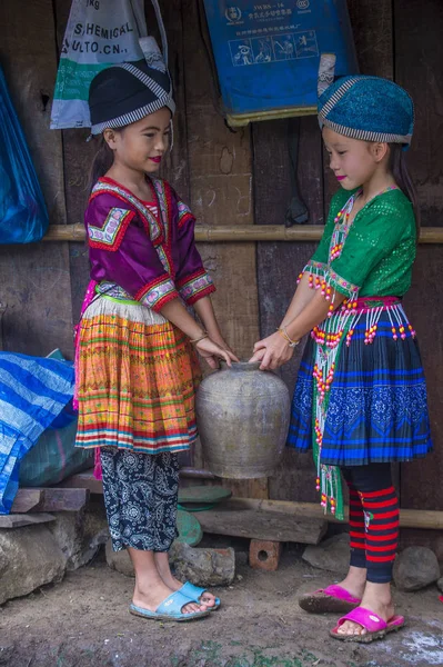 Bam Ouan Laos Augustus Meisjes Van Hmong Minderheid Bam Ouan — Stockfoto