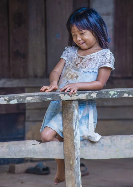 Бам Phoansa Лаос Серпня Лаоський Дитини Віком Від Села Бам — стокове фото