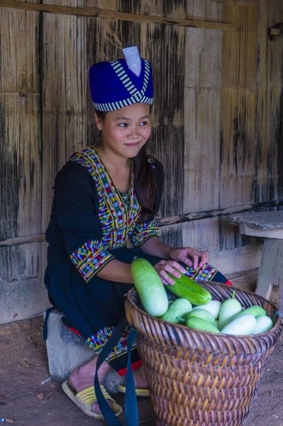 8月13日 从樱庵村的苗族少数的女孩在2018年8月13日老挝 苗族少数民族是老挝49个民族之一 — 图库照片