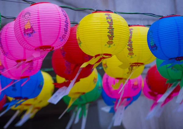 Seúl Mayo Colorida Decoración Linternas Templo Jogyesa Durante Festival Linternas — Foto de Stock