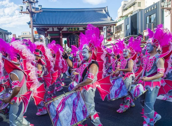 Tokyo Agosto Partecipanti Carnevale Asakusa Samba Tokyo Giappone Agosto 2018 — Foto Stock