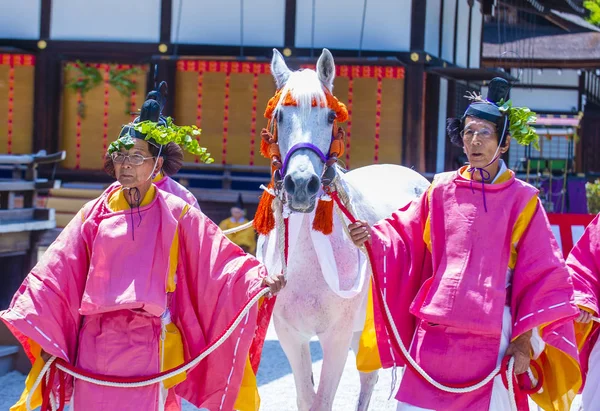 5月15日 参加者在祭在日本京都 在2018年5月15日 Mastsuri 是日本京都举行的三个主要年度节日之一 — 图库照片