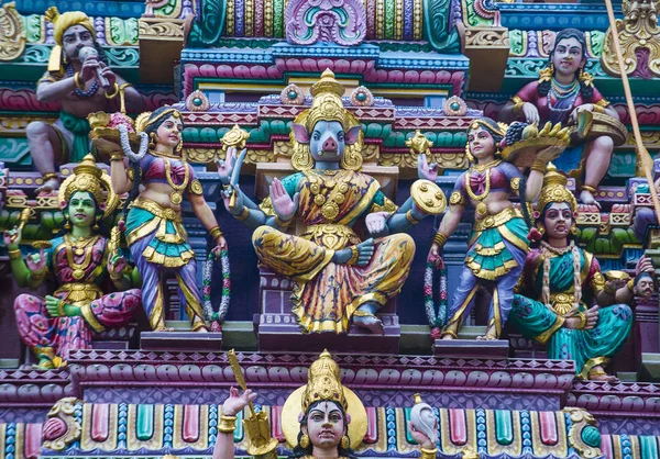 Singapore Feb Estátuas Templo Sri Veeramakaliamman Little India Singapura Fevereiro — Fotografia de Stock