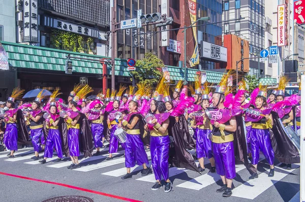 Tokyo Aug Deelnemers Het Asakusa Samba Carnaval Tokio Augustus 2018 — Stockfoto