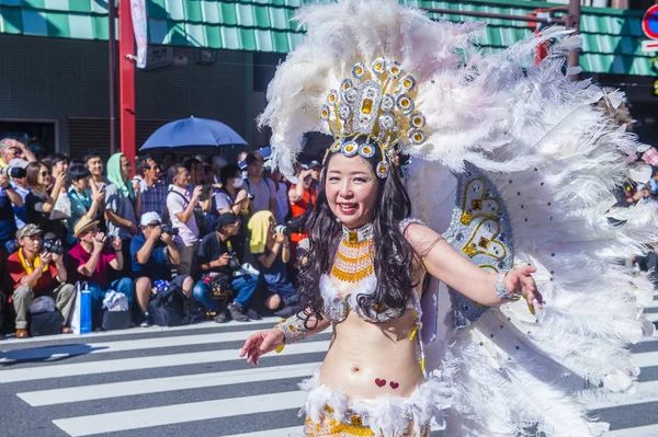 Tokyo Aug Deelnemer Het Asakusa Samba Carnaval Tokio Augustus 2018 — Stockfoto