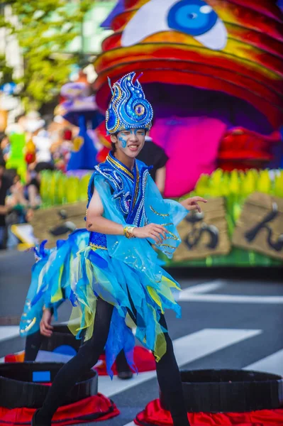 Tokyo Aug Deltagare Asakusa Samba Karnevalen Tokyo Japan Augusti 2018 — Stockfoto