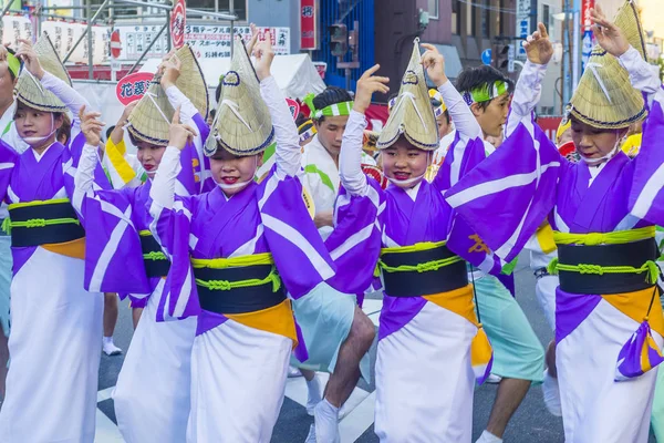 Tokio Ago Participantes Festival Awa Odori Tokio Japón Agosto 2018 —  Fotos de Stock