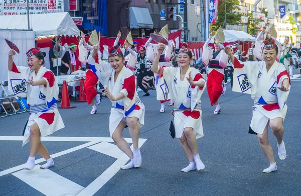 Tokyo Aug Teilnehmer Awa Odori Festival Tokyo Japan August 2018 — Stockfoto