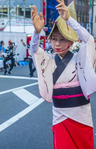 Tokio Ago Participante Festival Awa Odori Tokio Japón Agosto 2018 —  Fotos de Stock