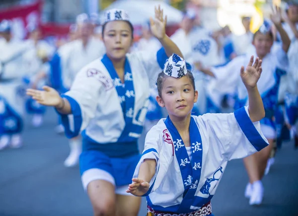 Tokio Ago Participantes Festival Awa Odori Tokio Japón Agosto 2018 —  Fotos de Stock