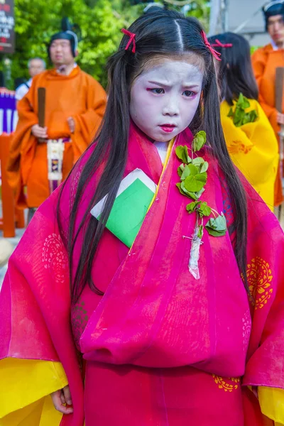 Kyoto Mei Deelnemer Aoi Matsuri Kyoto Japan Mei 2018 Aoi — Stockfoto