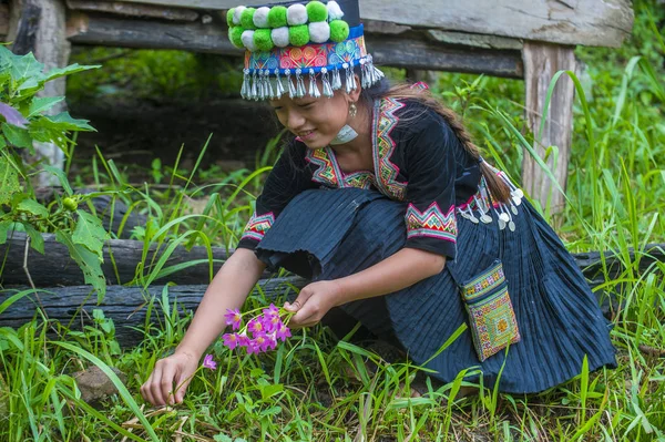 Bam Ouan Laos Augustus Meisje Van Hmong Minderheid Bam Ouan — Stockfoto