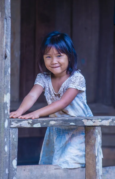 Бам Phoansa Лаос Серпня Лаоський Дитини Віком Від Села Бам — стокове фото