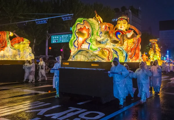 Seúl Mayo Participantes Desfile Durante Festival Linterna Loto Seúl Corea —  Fotos de Stock