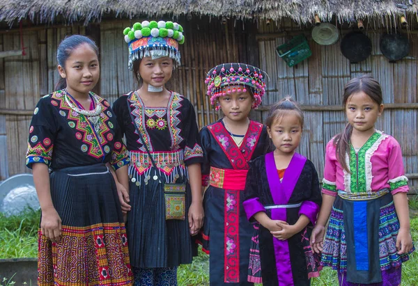 Bam Ouan Laos Aug Girls Hmong Minority Bam Ouan Village — Stock Photo, Image