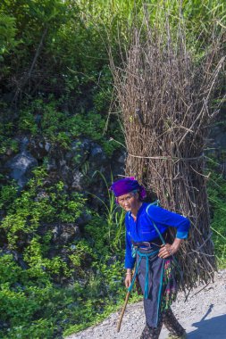 Ha Giang, Vietnam - 15 Eylül: Vietnam çiftçi Ha Giang Vietnam üzerinde 15 Eylül 2018 yakınındaki bir countrside. kırsal köylerde yaşayan Vietnam nüfusunun neredeyse yüzde 80'i