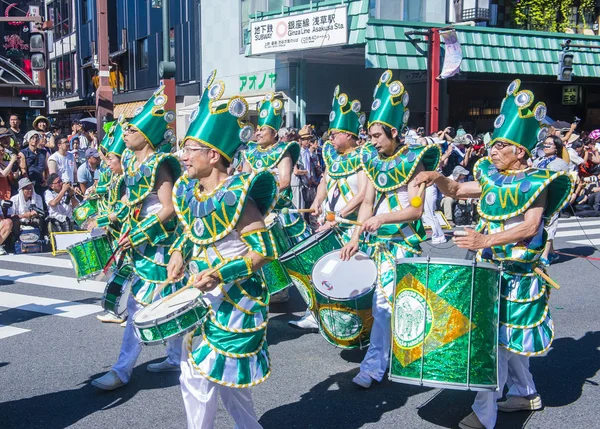 Tokyo Augusztus Résztvevői Asakusa Samba Karnevál Augusztus 2018 Ban Tokiói — Stock Fotó