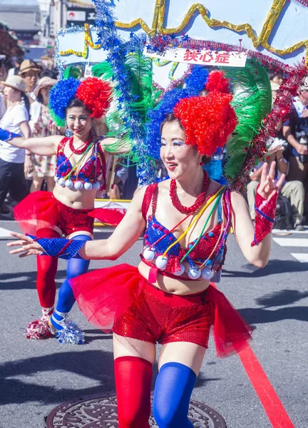 Tokyo Agosto Partecipanti Carnevale Asakusa Samba Tokyo Giappone Agosto 2018 — Foto Stock