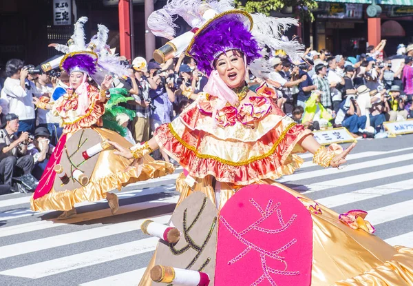 Tokyo Agosto Partecipanti Carnevale Asakusa Samba Tokyo Giappone Agosto 2018 — Foto Stock